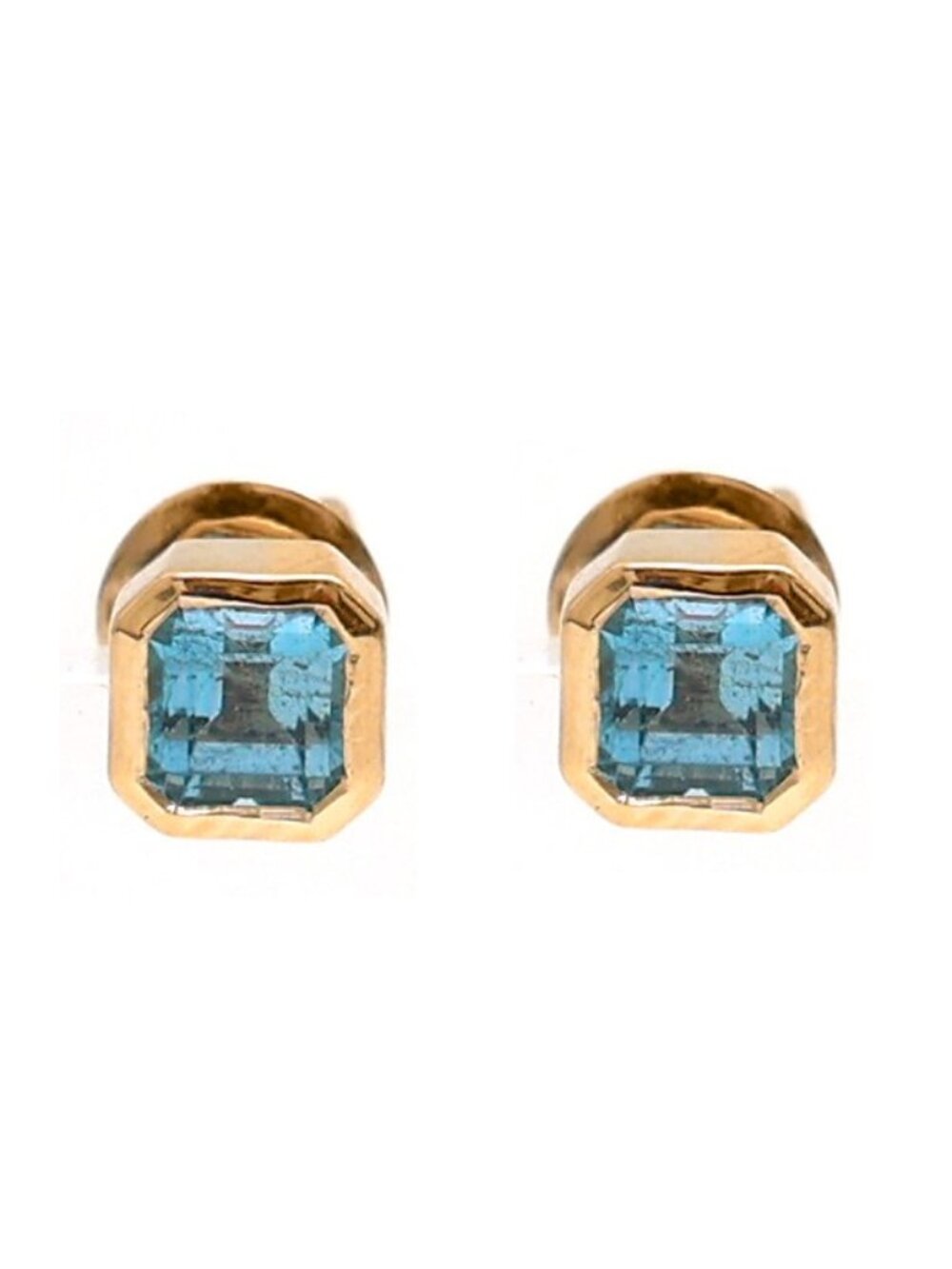 Aquamarine 18K Yellow Gold Stud Earrings